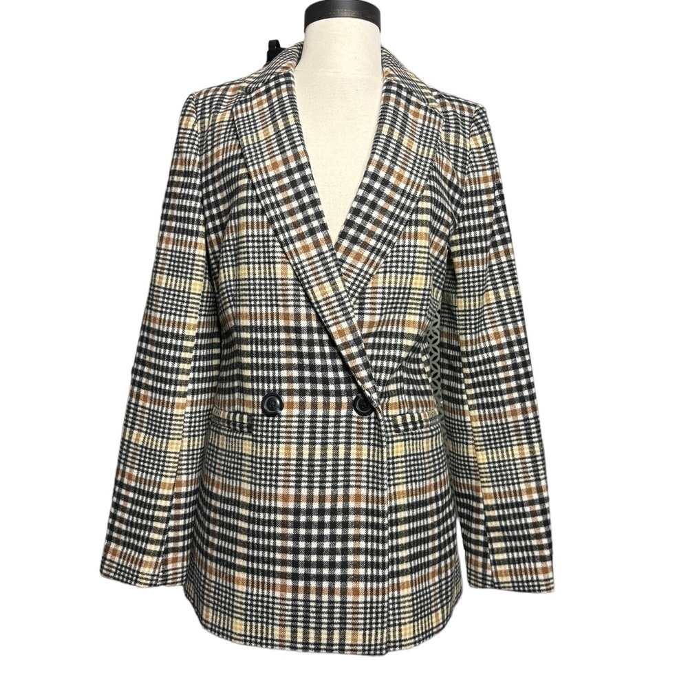 Gap double breasted plaid wool blend blazer size 2